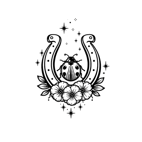 Tatouage coccinelle et fer à cheval symbole de chance