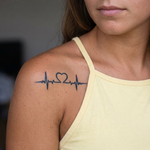 Tatouage ephemere battement de coeur faux tattoo