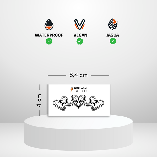 Tatouage ephemere coeur en chaine pour symboliser l'amour et la famille