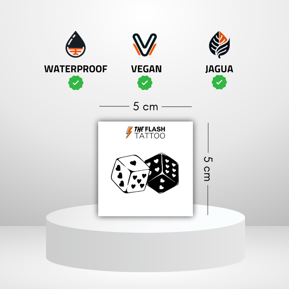Tatouage éphémère dés avec coeurs