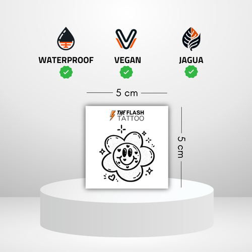 Tattoo ephemere fleur smiley style mignon
